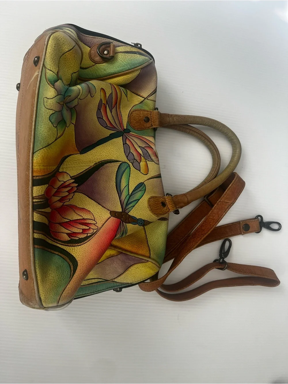 Anna by Anuschka hand-painted leather satchel bag in the 